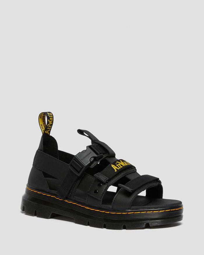 Dr Martens Womens Pearson Webbing Sandals Black - 42830YJVP